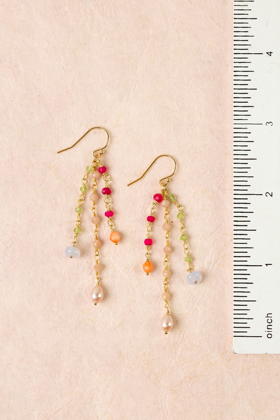 Splendor Pearl, Fuchsia Jade, Peridot Dangle Earrings