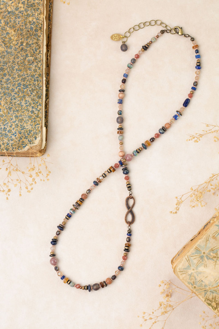 Storyteller 21-23" Muscovite, Lapis, Wood Collage Necklace