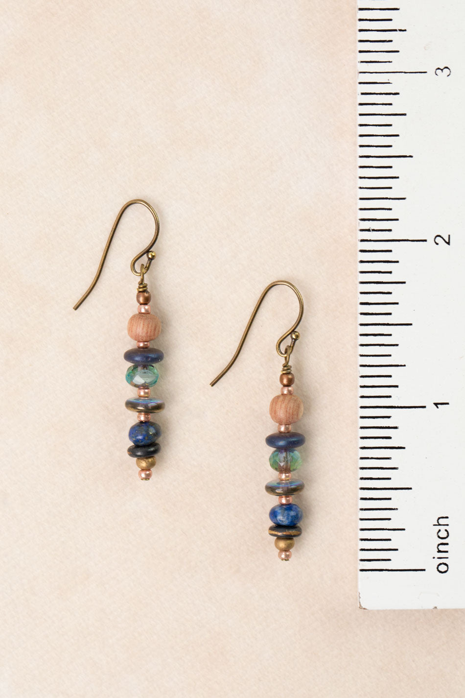 Storyteller Lapis, Czech Glass, Wood Simple Earrings
