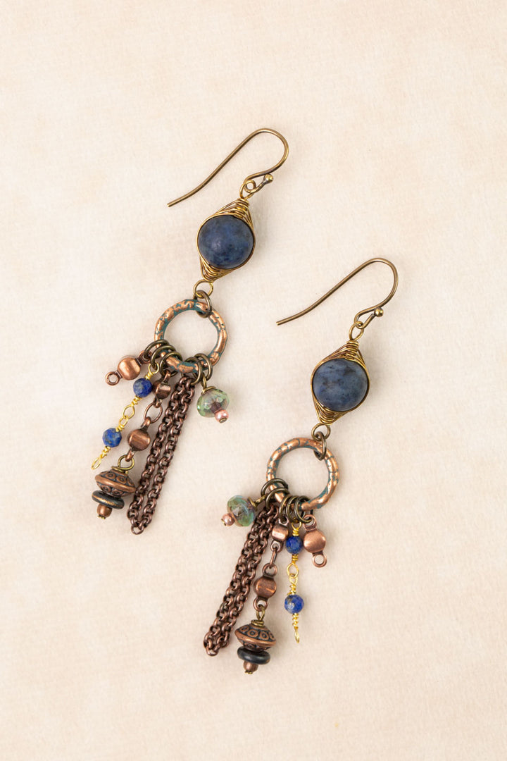 Storyteller Lapis, Sodalite, Czech Glass Herringbone Earrings