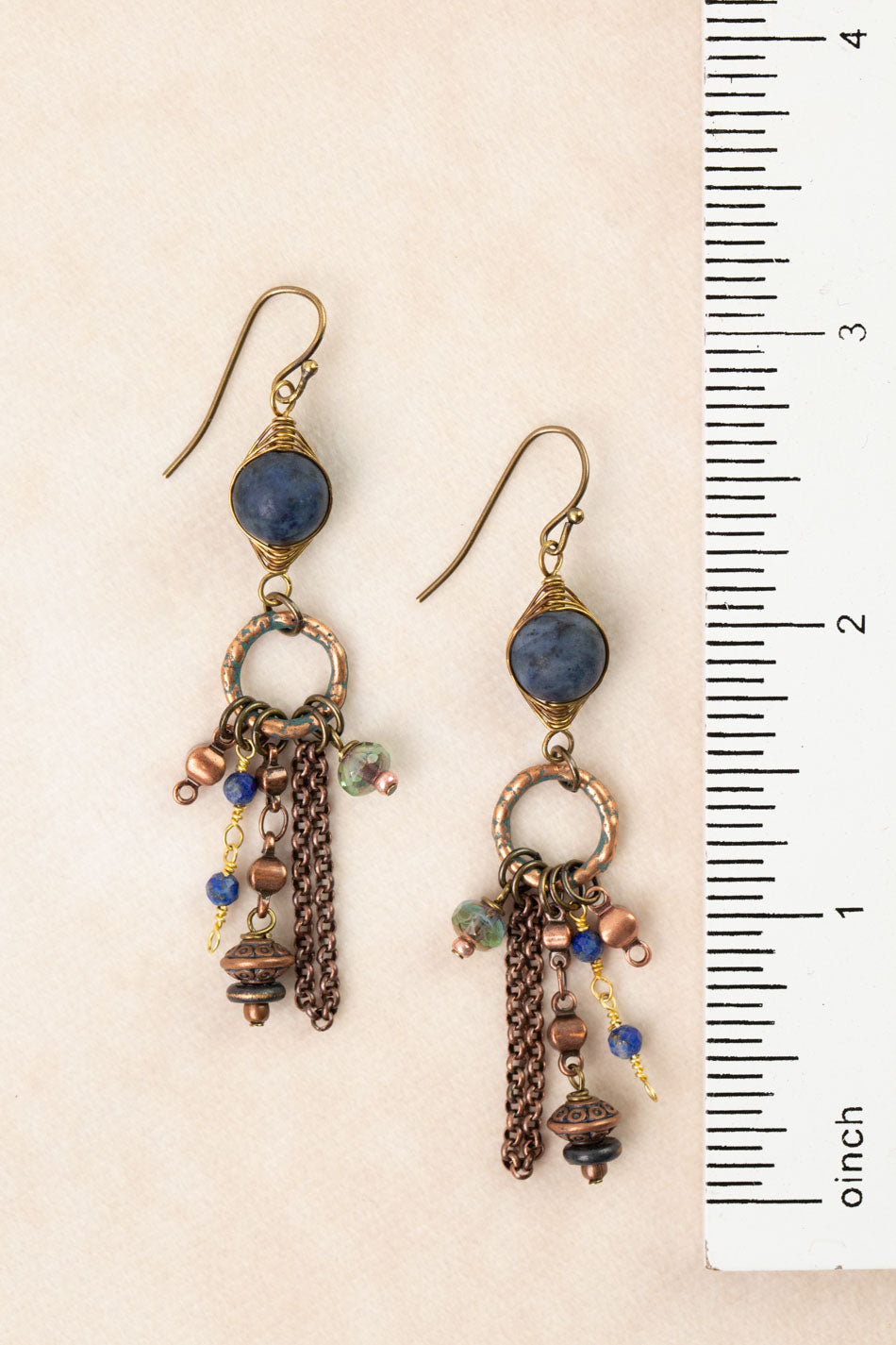 Storyteller Lapis, Sodalite, Czech Glass Herringbone Earrings