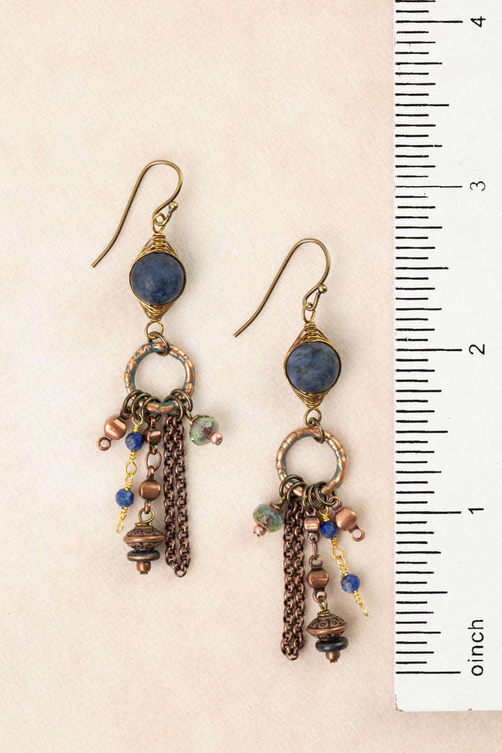 Storyteller Lapis, Sodalite, Czech Glass Herringbone Earrings