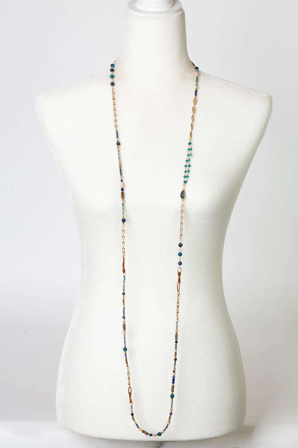 Starry Night 57.5-59.5" Apatite, Crystal Collage Necklace