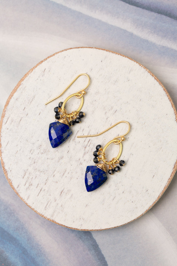 Starry Night Blue Crystal, Lapis Cluster Earrings