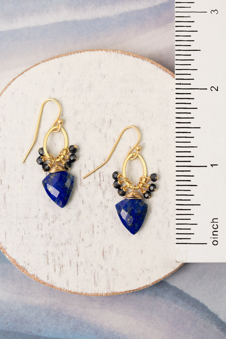 Starry Night Blue Crystal, Lapis Cluster Earrings