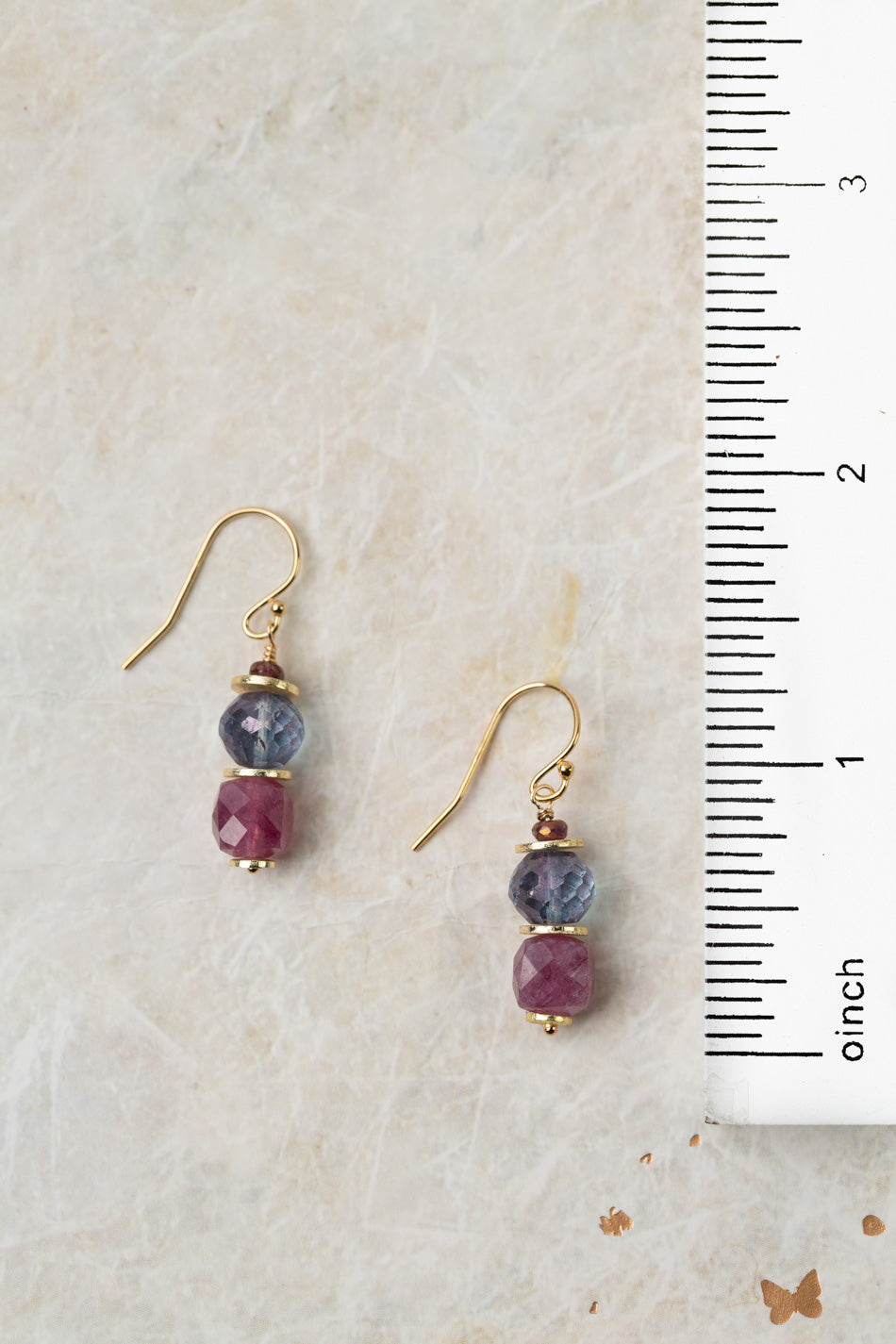 True Colors Faceted Ruby, Faceted Blue Czech Glass Simple Earrings