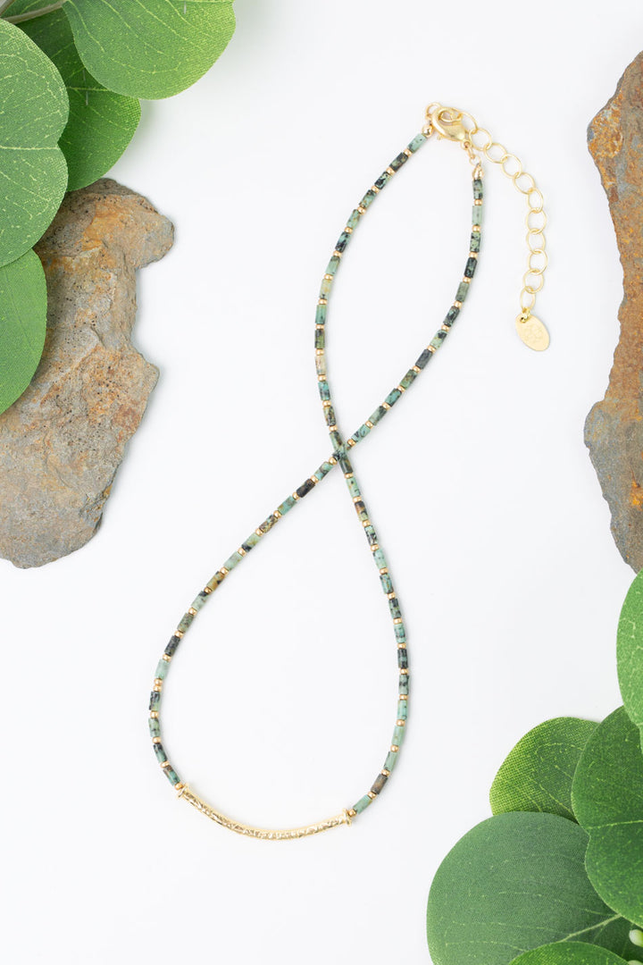 Tranquil Gardens 16-18" African Turquoise Bar Focal Necklace