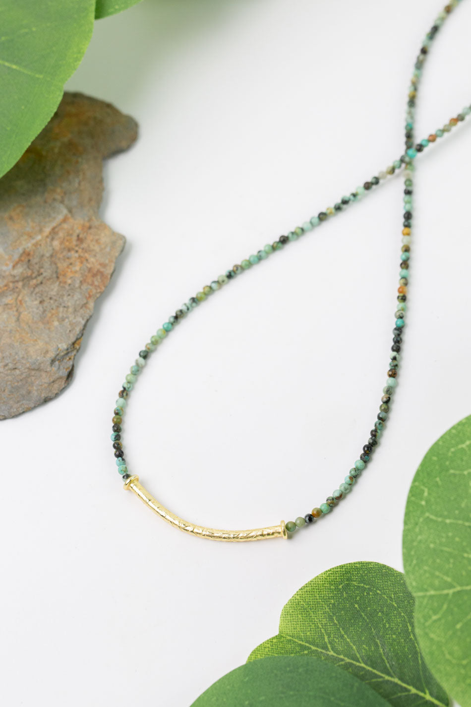Tranquil Gardens 16-18" African Turquoise Bar Focal Necklace