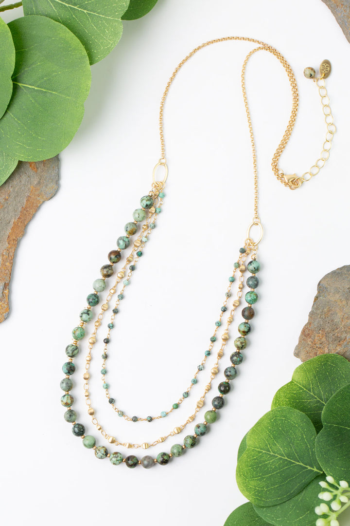Tranquil Gardens 26-28" Simple African Turquoise Layer Necklace