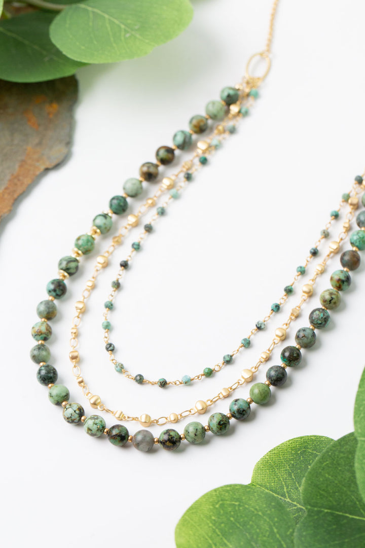 Tranquil Gardens 26-28" Simple African Turquoise Layer Necklace