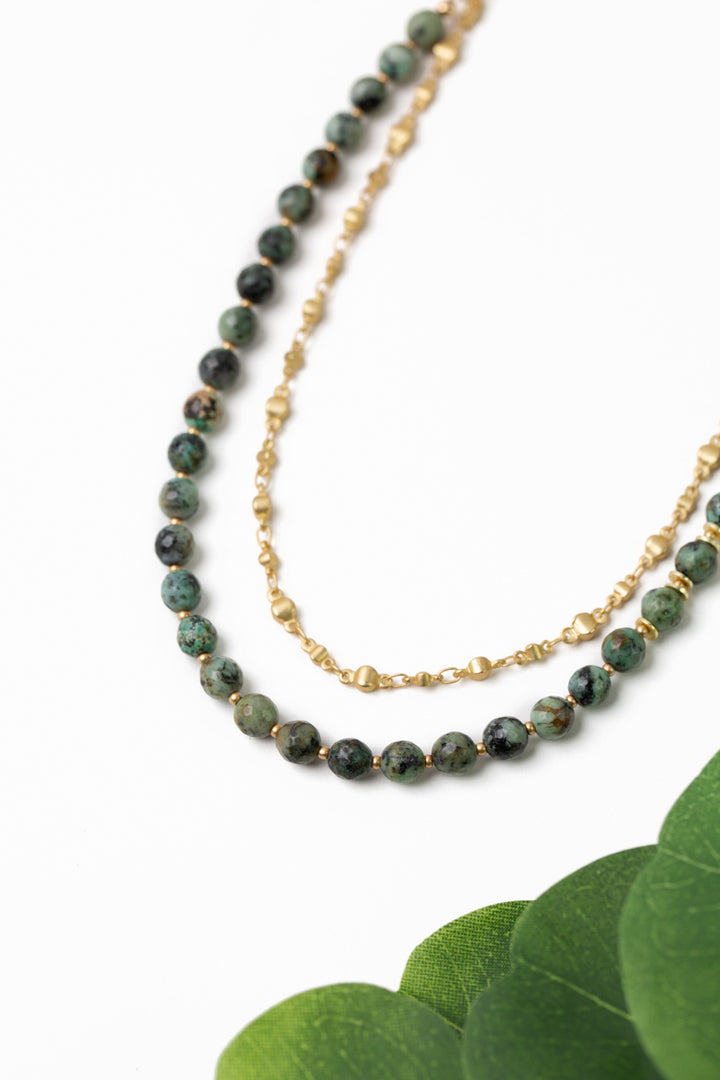 Tranquil Gardens 26-28" Simple African Turquoise Layer Necklace