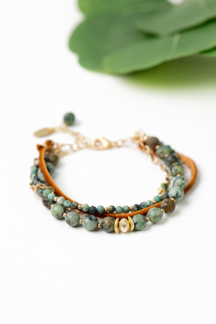 Tranquil Gardens 7.5-8.5" African Turquoise Multistrand Bracelet