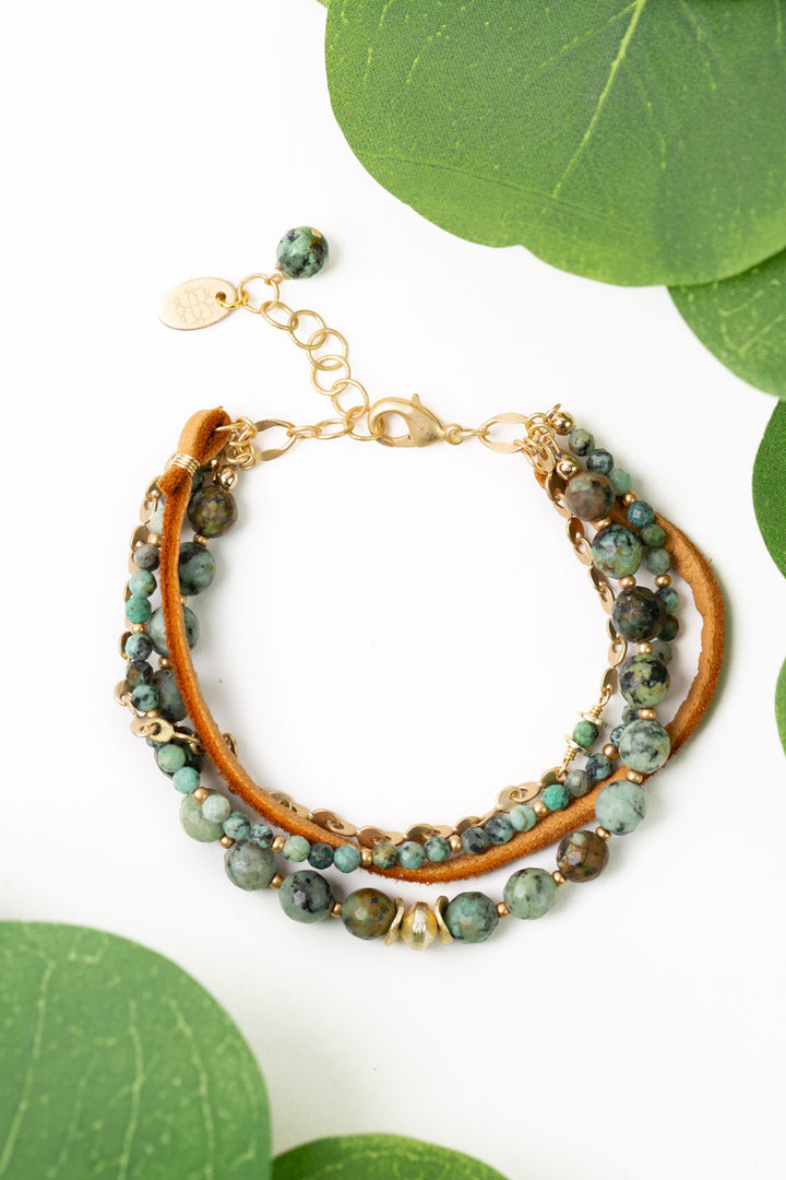 Tranquil Gardens 7.5-8.5" African Turquoise Multistrand Bracelet