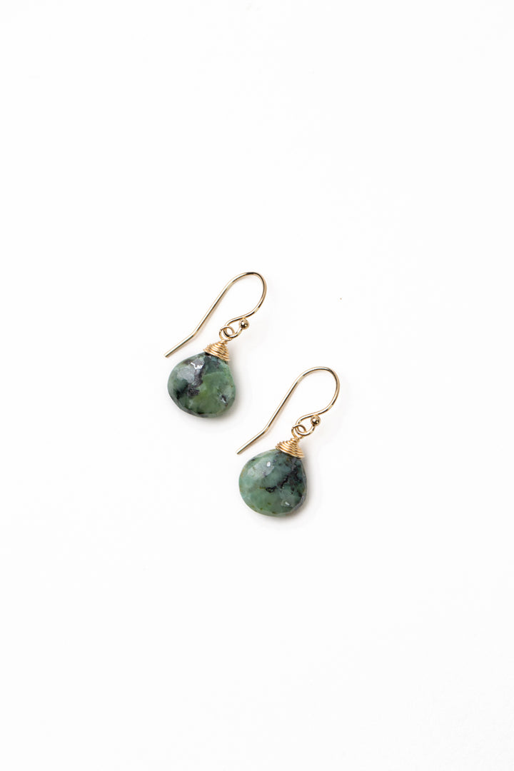 Tranquil Gardens Faceted African Turquoise Briolette Simple Earrings