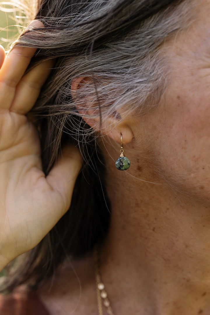 Tranquil Gardens Faceted African Turquoise Briolette Simple Earrings