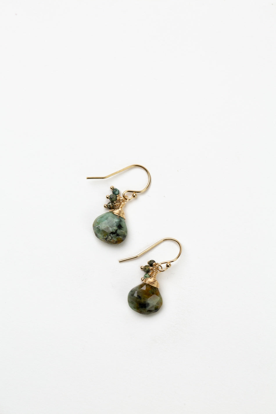 Tranquil Gardens Faceted African Turquoise Briolette And Dangles Cluster Earrings