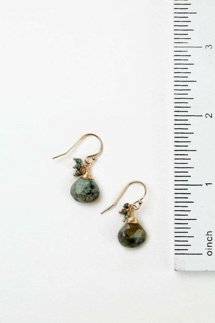 Tranquil Gardens Faceted African Turquoise Briolette And Dangles Cluster Earrings