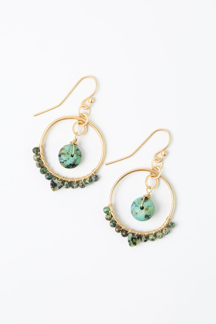 Tranquil Garden African Turquoise Hoop Earrings