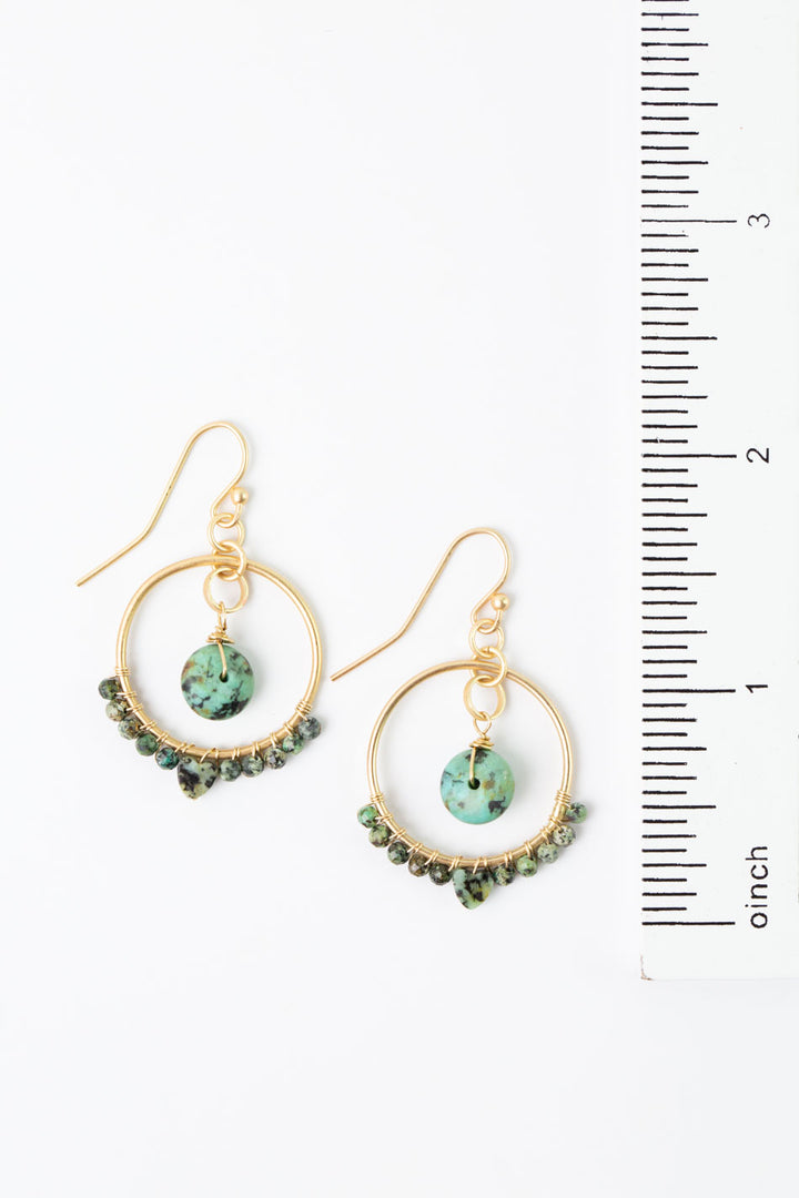 Tranquil Garden African Turquoise Hoop Earrings