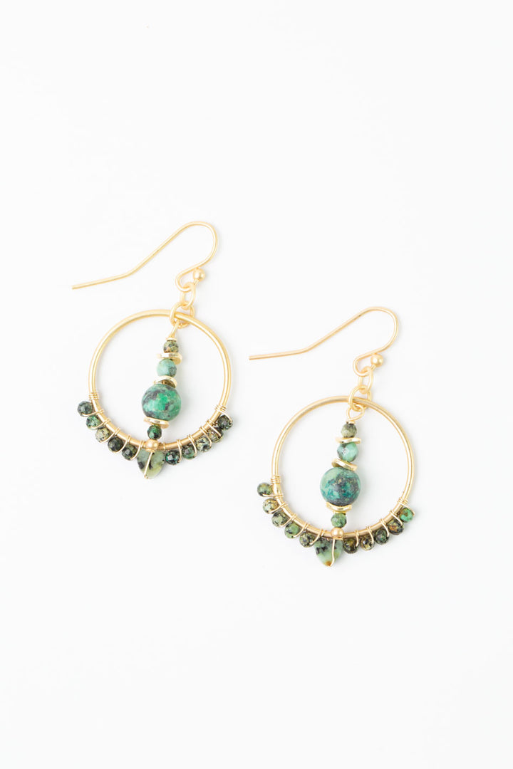 Tranquil Garden African Turquoise Hoop Earrings