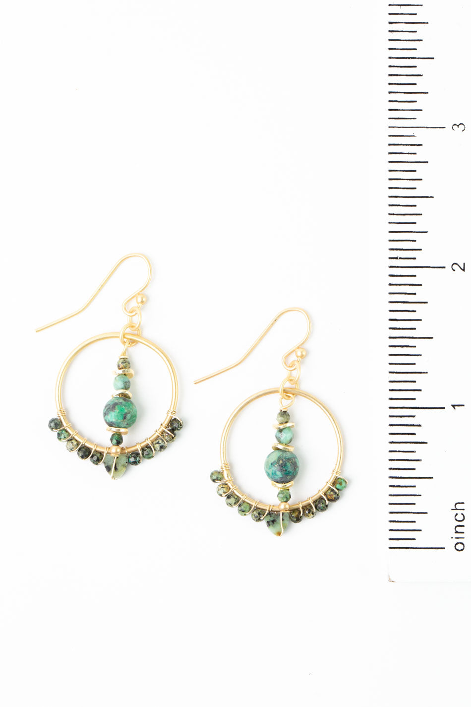 Tranquil Garden African Turquoise Hoop Earrings