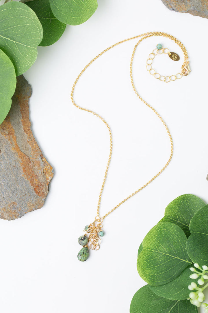 Tranquil Gardens 20.25-22.25" African Turquoise Cluster Necklace