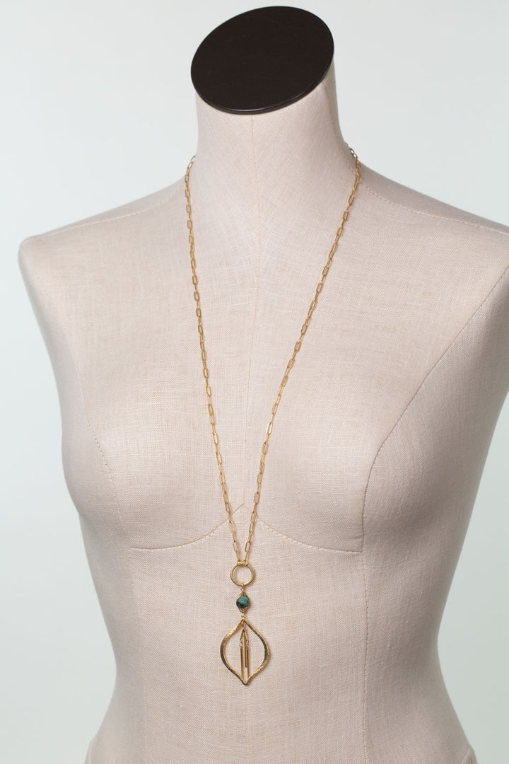 Tranquil Gardens 31" African Turquoise Tassel Necklace