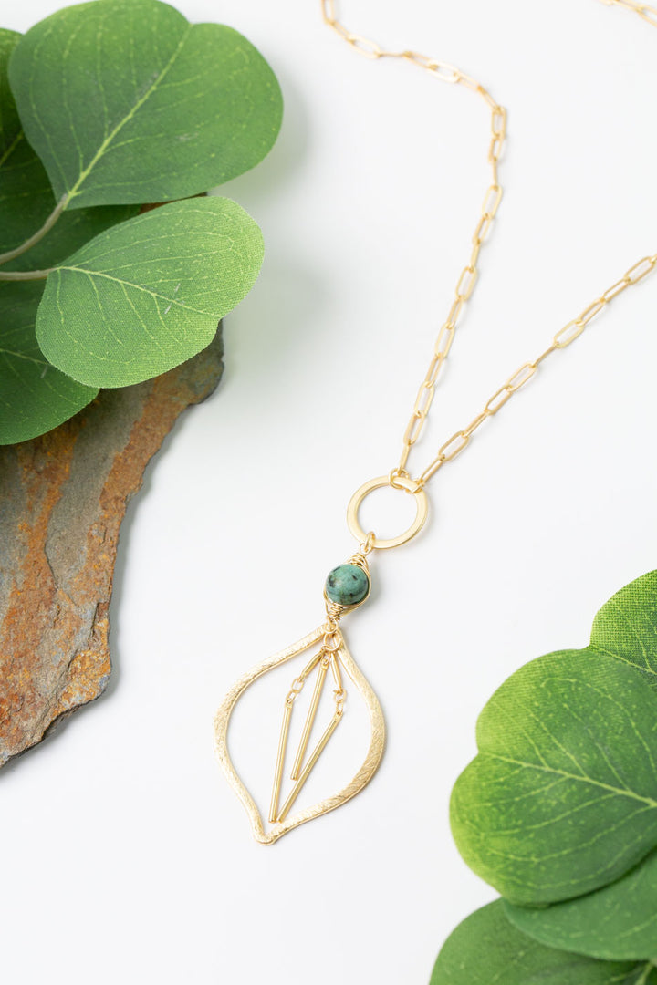 Tranquil Gardens 31" African Turquoise Tassel Necklace