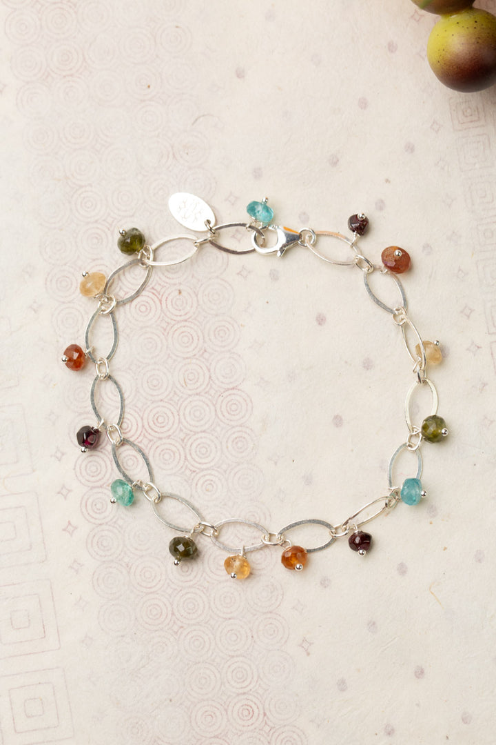 Thrive 7-8" Blue Apatite, Garnet, Citrine, Grossular Garnet Simple Bracelet