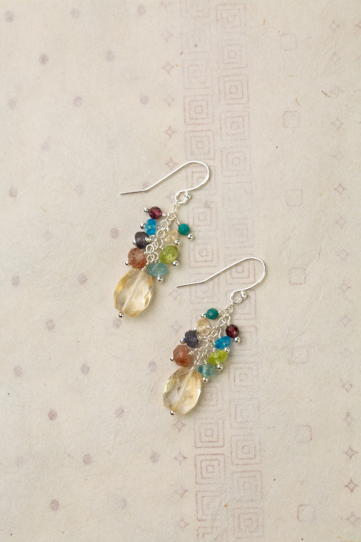 Thrive Faceted Citrine Briolette Cluster Earrings