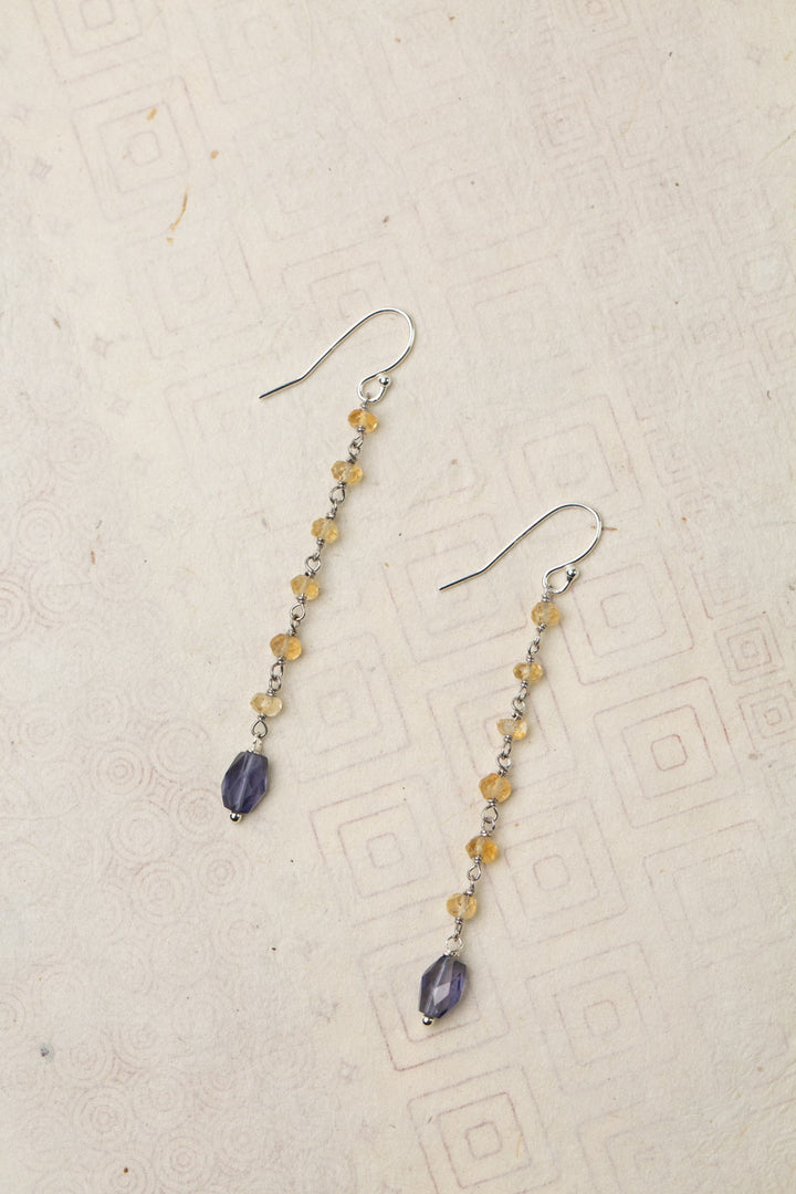 Thrive Citrine Gem Chain With Faceted Iolite Dangle Earrings