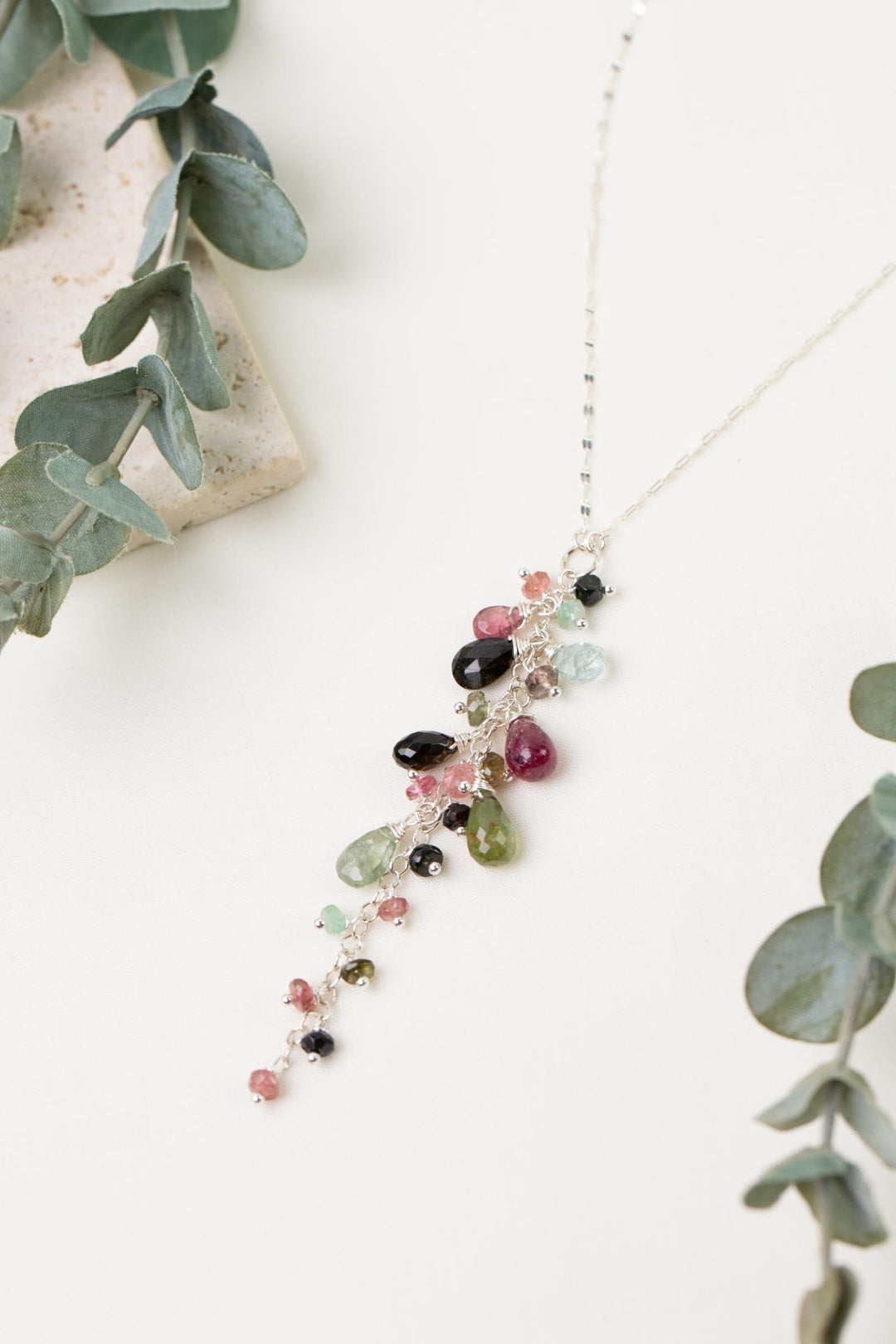 Tourmaline 22-24" Cluster Necklace