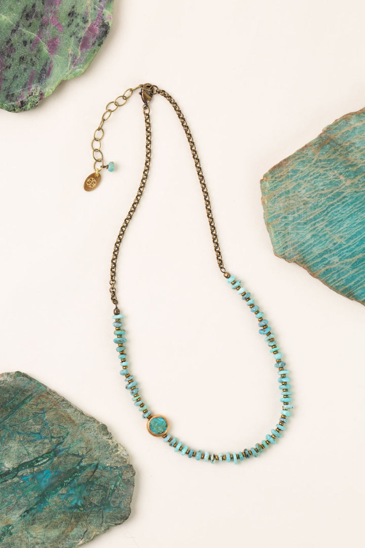 Transcend 16-18" Turquoise Bezel Simple Necklace