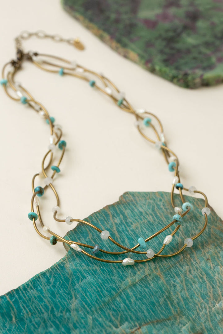 Transcend 18-20" Turquoise, Freshwater Pearl Multistrand Necklace