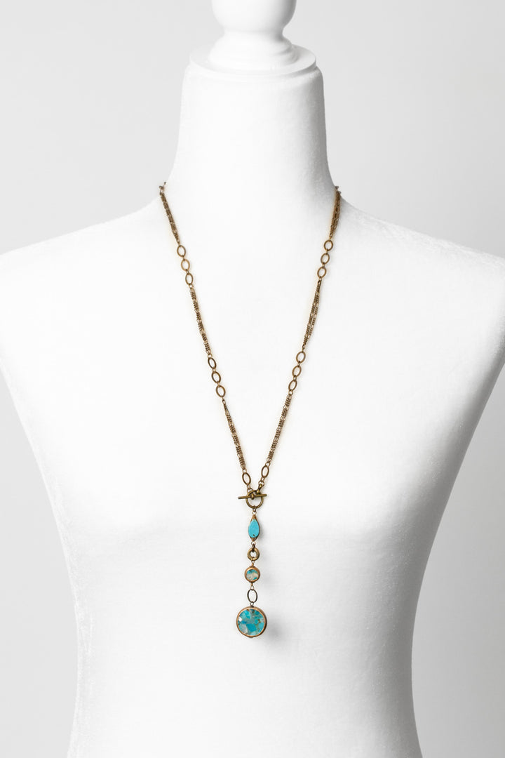 Transcend 27" Turquoise Herringbone Statement Necklace