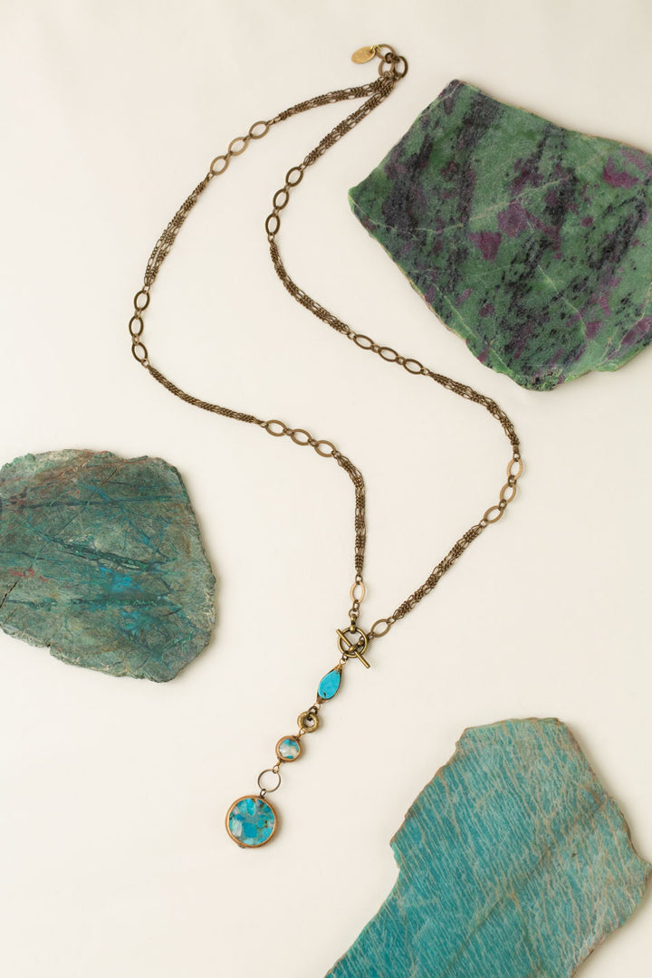 Transcend 27" Turquoise Herringbone Statement Necklace