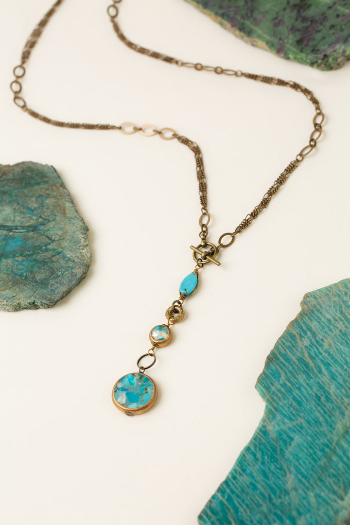 Transcend 27" Turquoise Herringbone Statement Necklace