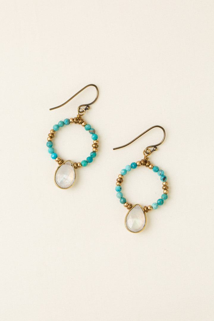 Transcend Aurora Quartz Teardrop, Turquoise Simple Earrings