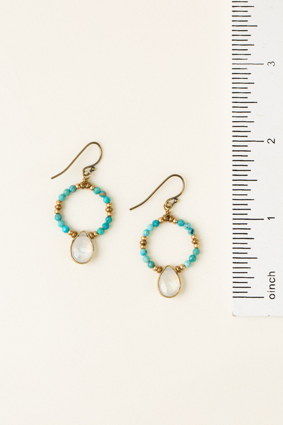 Transcend Aurora Quartz Teardrop, Turquoise Simple Earrings