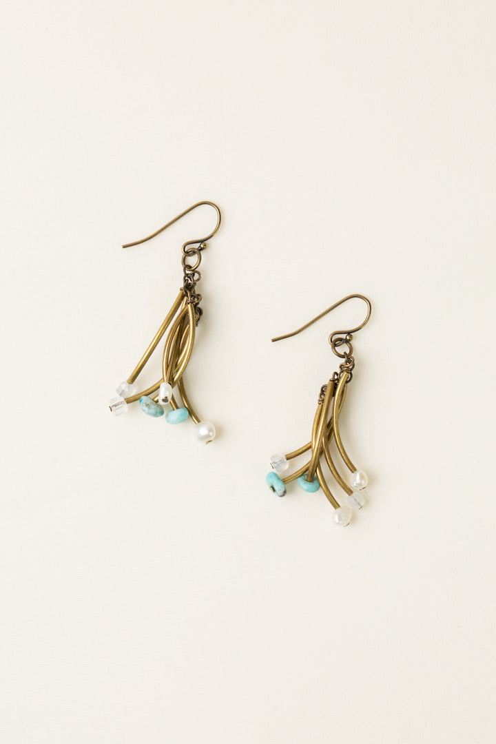 Transcend Turquoise, Pearl Dangle Earrings