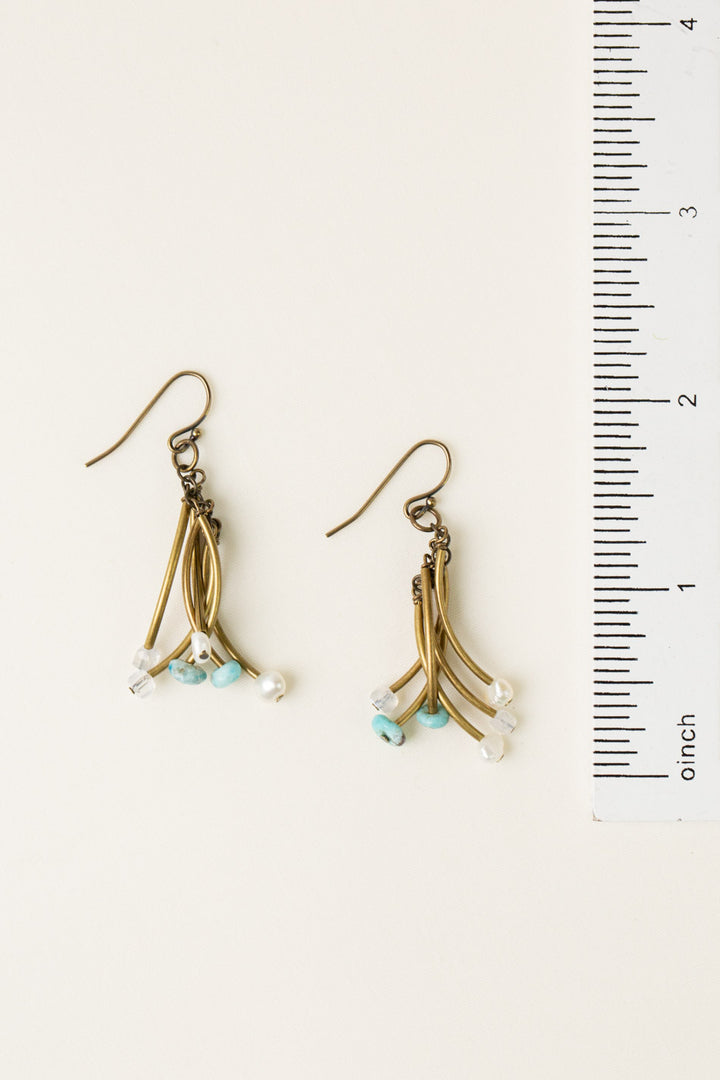 Transcend Turquoise, Pearl Dangle Earrings