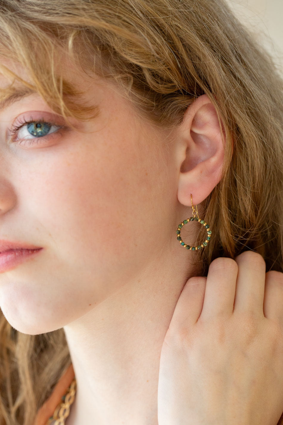 Tranquil Garden African Turquoise Hoop Earrings