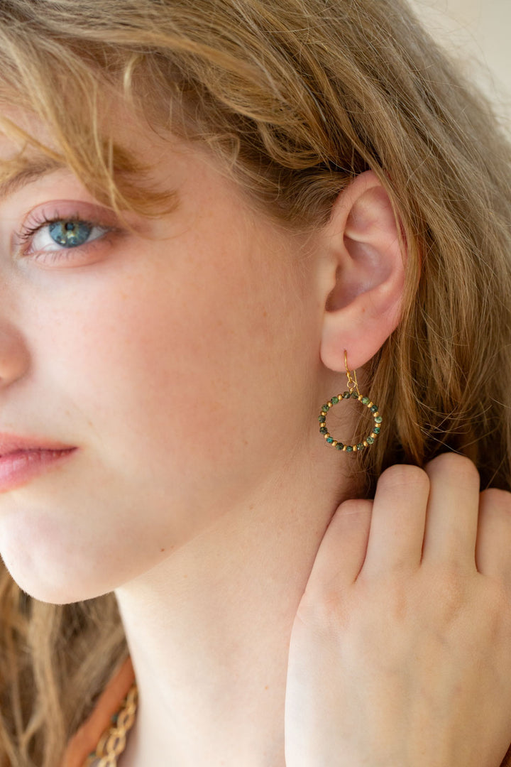 Tranquil Garden African Turquoise Hoop Earrings