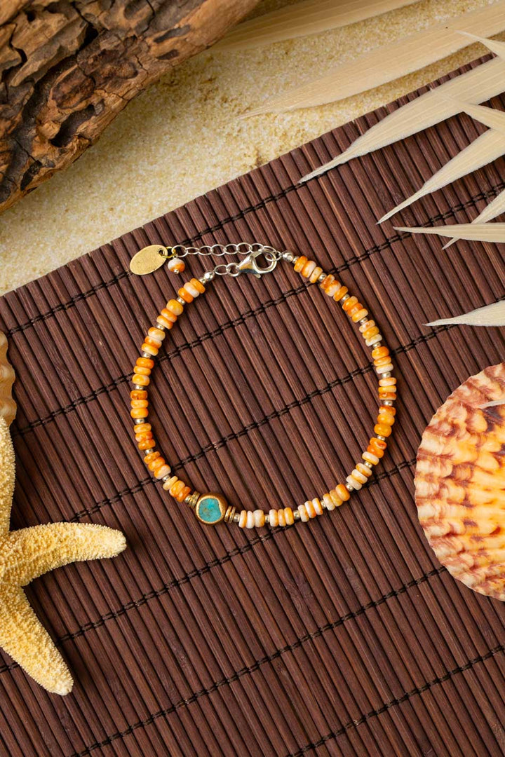 Tropical Dream 7.5-8.5" Turquoise With Spiny Oyster Simple Bracelet