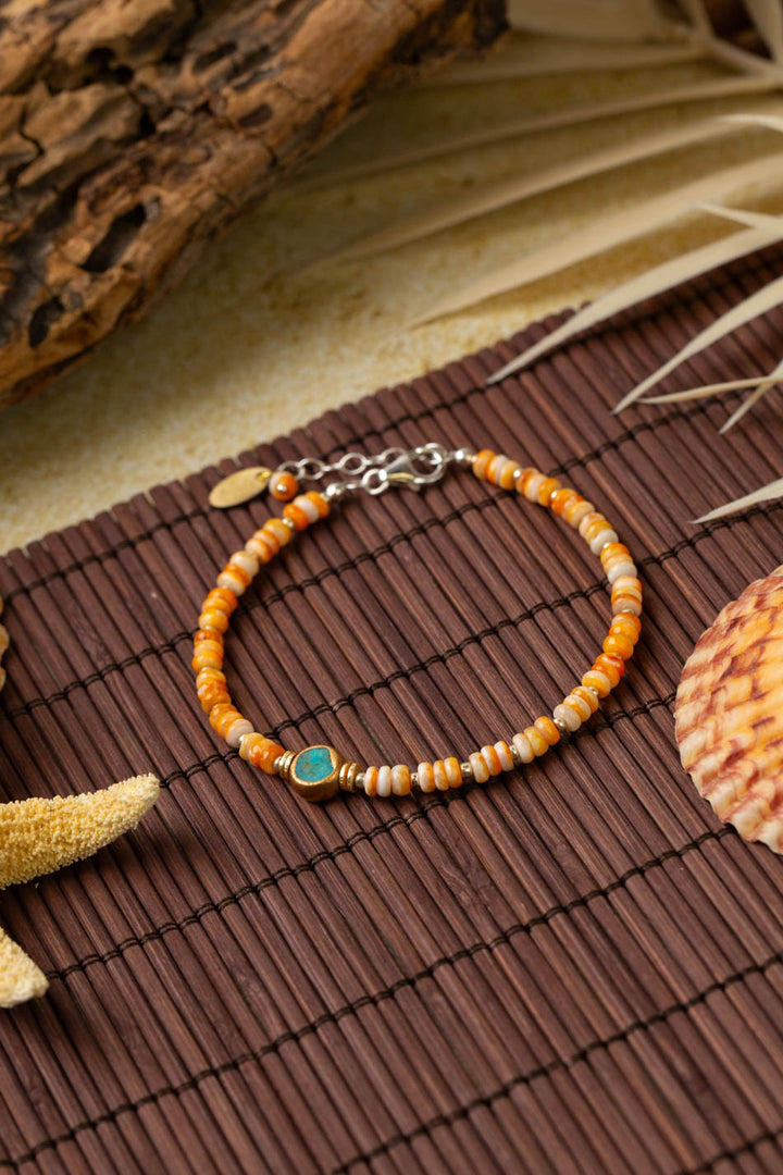 Tropical Dream 7.5-8.5" Turquoise With Spiny Oyster Simple Bracelet