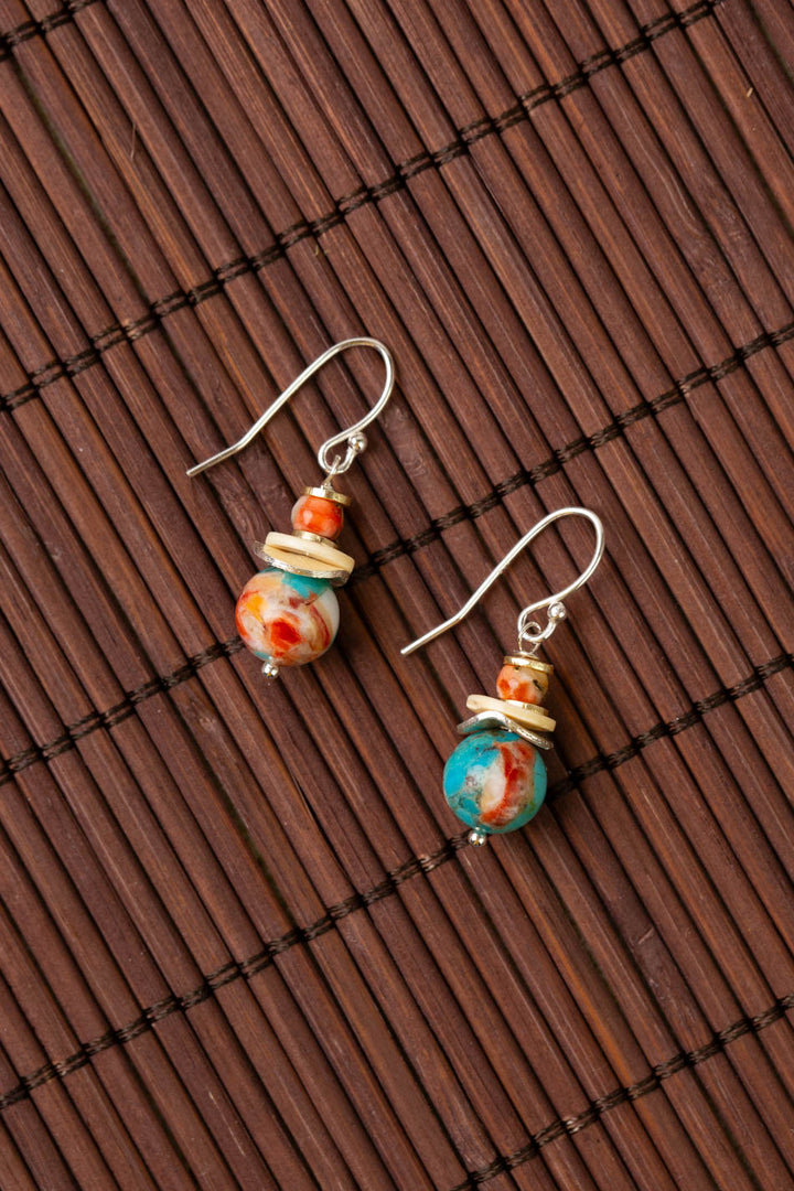 Tropical Dream Spiny Oyster, Shell, Turquoise Simple Earrings
