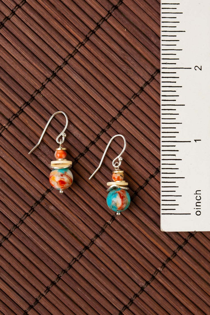 Tropical Dream Spiny Oyster, Shell, Turquoise Simple Earrings