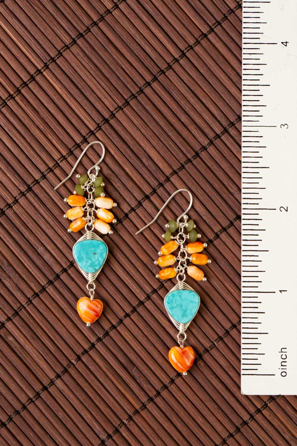Tropical Dream Turquoise, Spiny Oyster Dangle Earrings