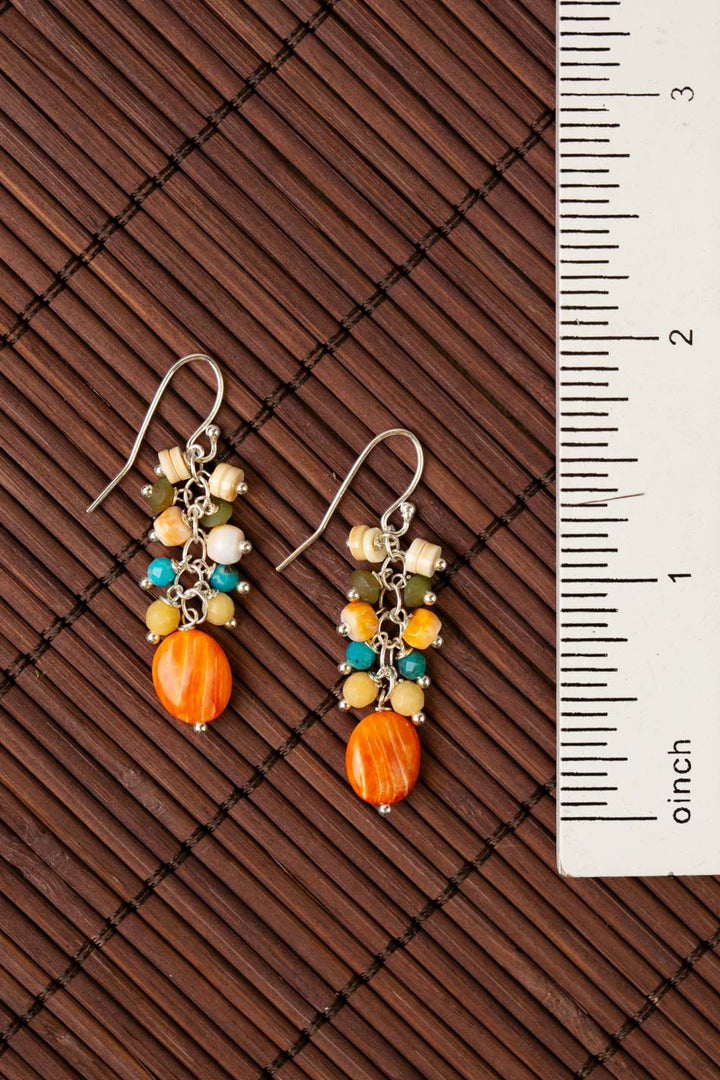 Tropical Dream Spiny Oyster, Shell Cluster Earrings
