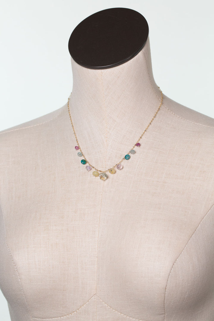 Treasure 16-18" Honey Opal, Citrine, Ruby Simple Necklace